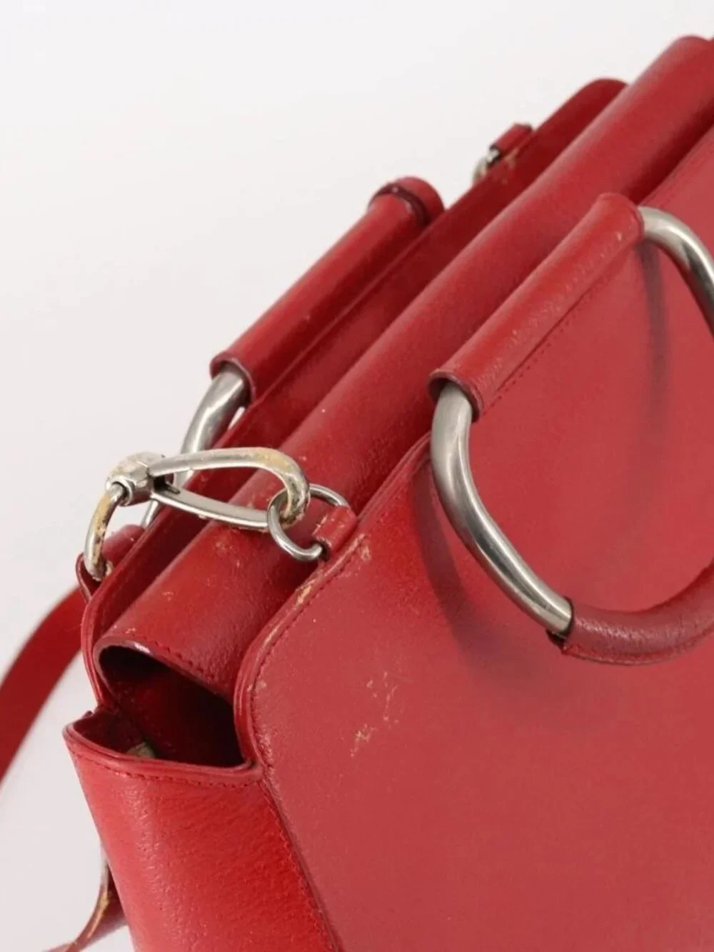 GUCCI Hand Bag Leather 2way Red 000 2058 0307 5 Auth